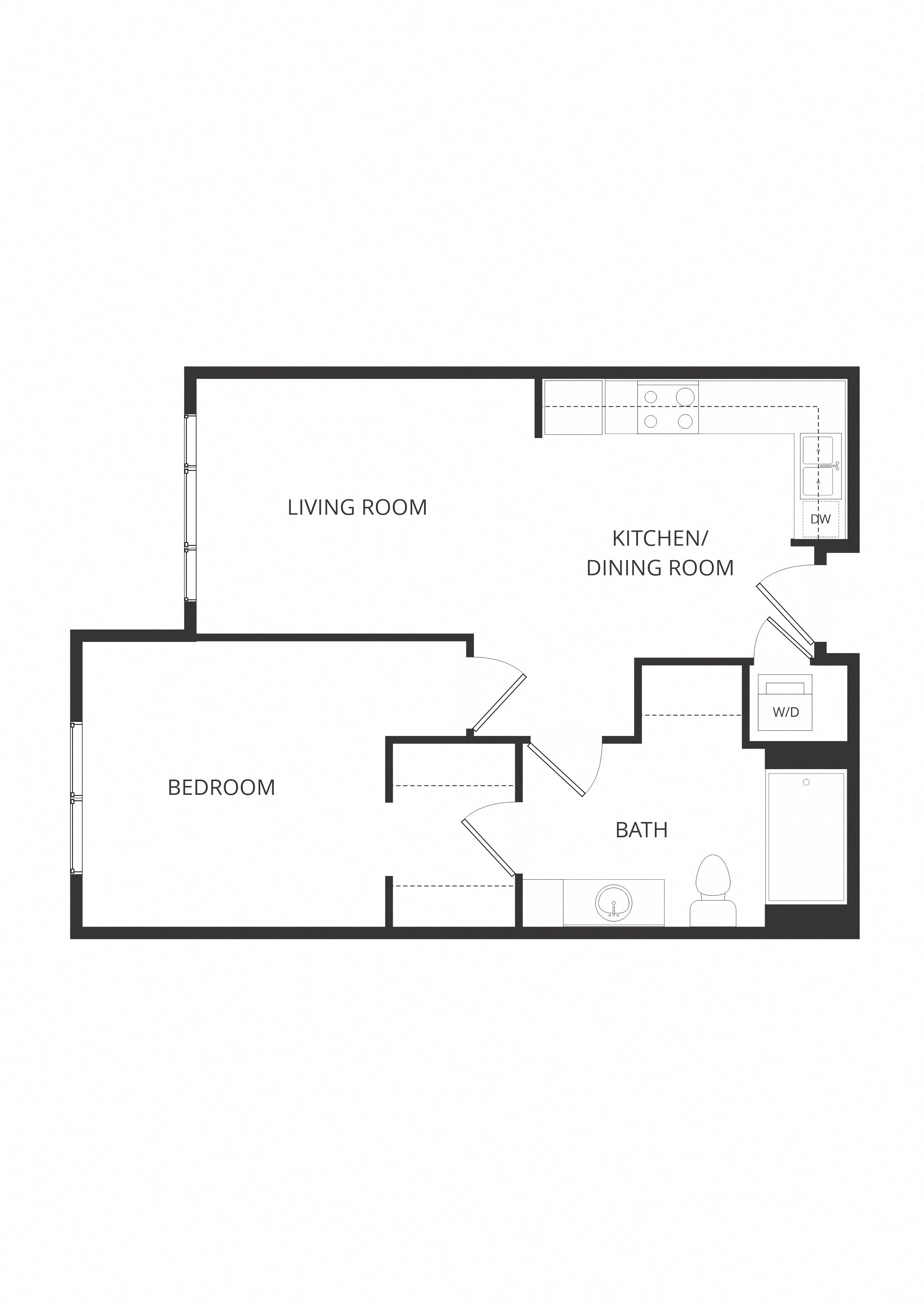 Frederick1C1x1_OneBedroom floor plan